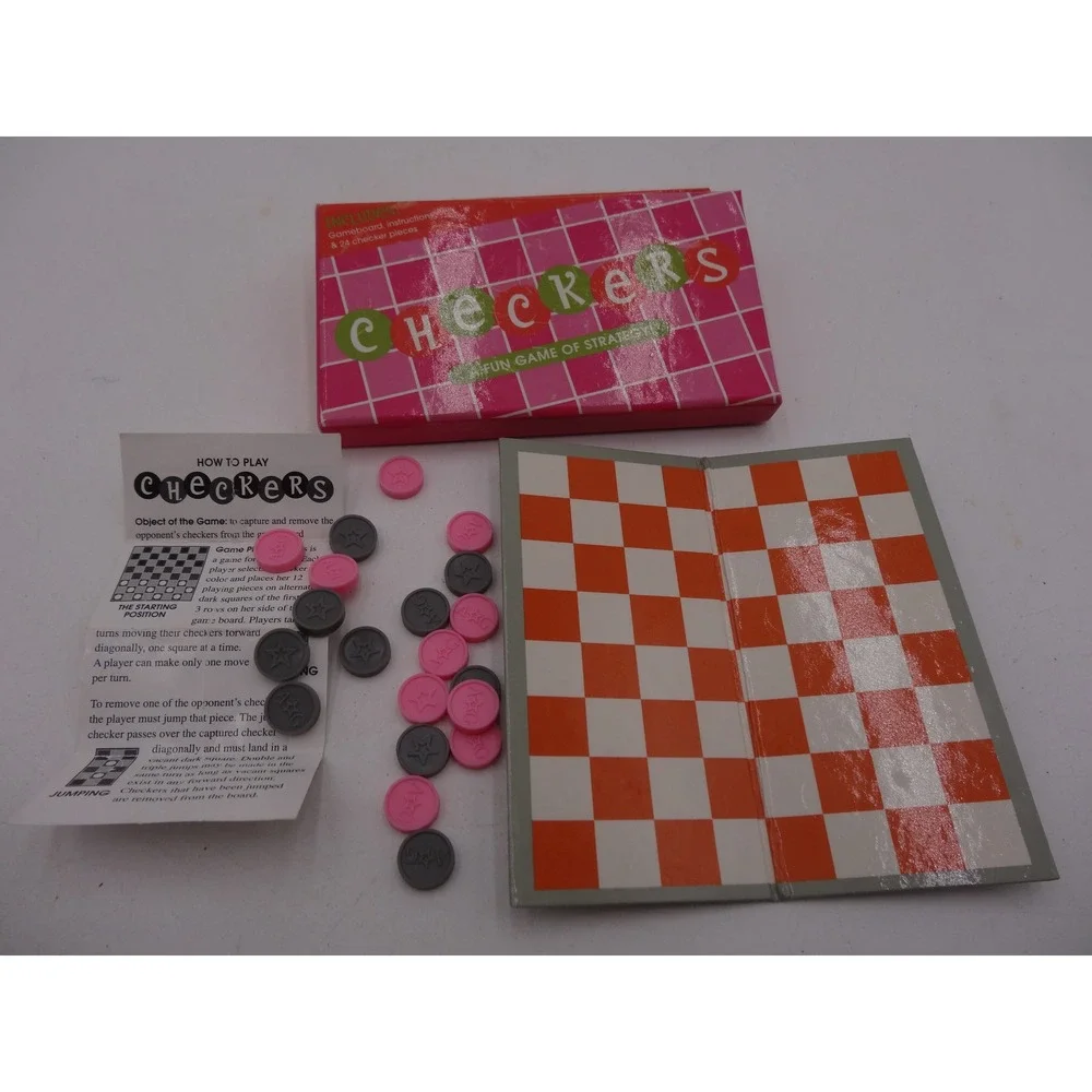 American Girl Doll Checkers Game Set Pink Grey Board Pieces 0743CTP2